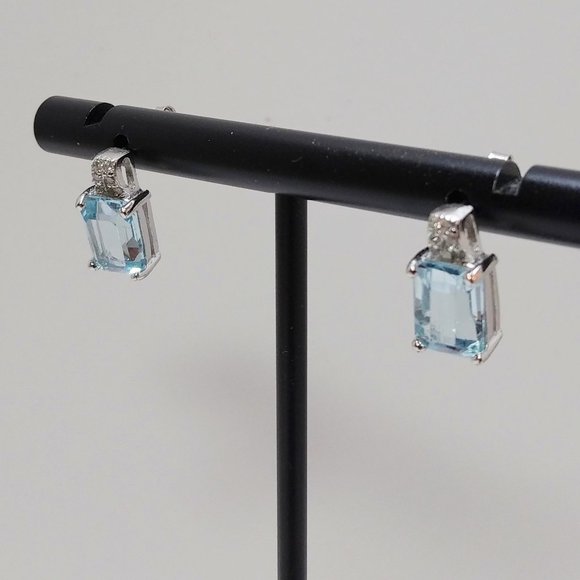 Blue Topaz Octagon Earrings 4 Carats tw - Picture 4 of 7